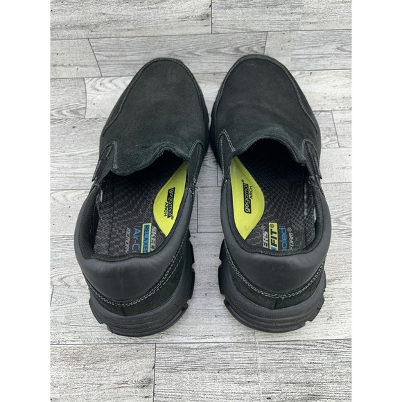 Skechers Relaxed Fit Men Size 10.5 Black Leather Slip‎ On Shoes 204480 Goodyear main image 10